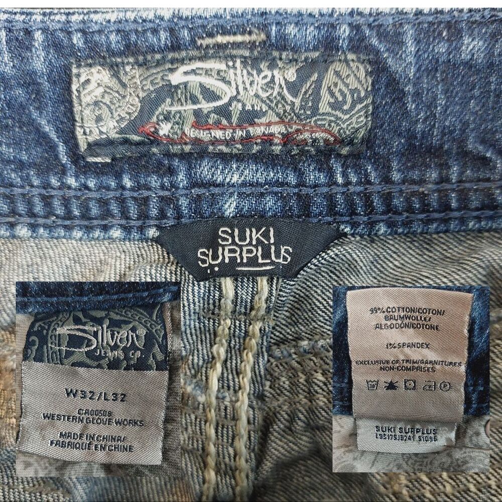 Silver Suki Surplus Bootcut Jeans Women's 32x32 (Fit 34x31) Blue Flap Pockets - Picture 5 of 9